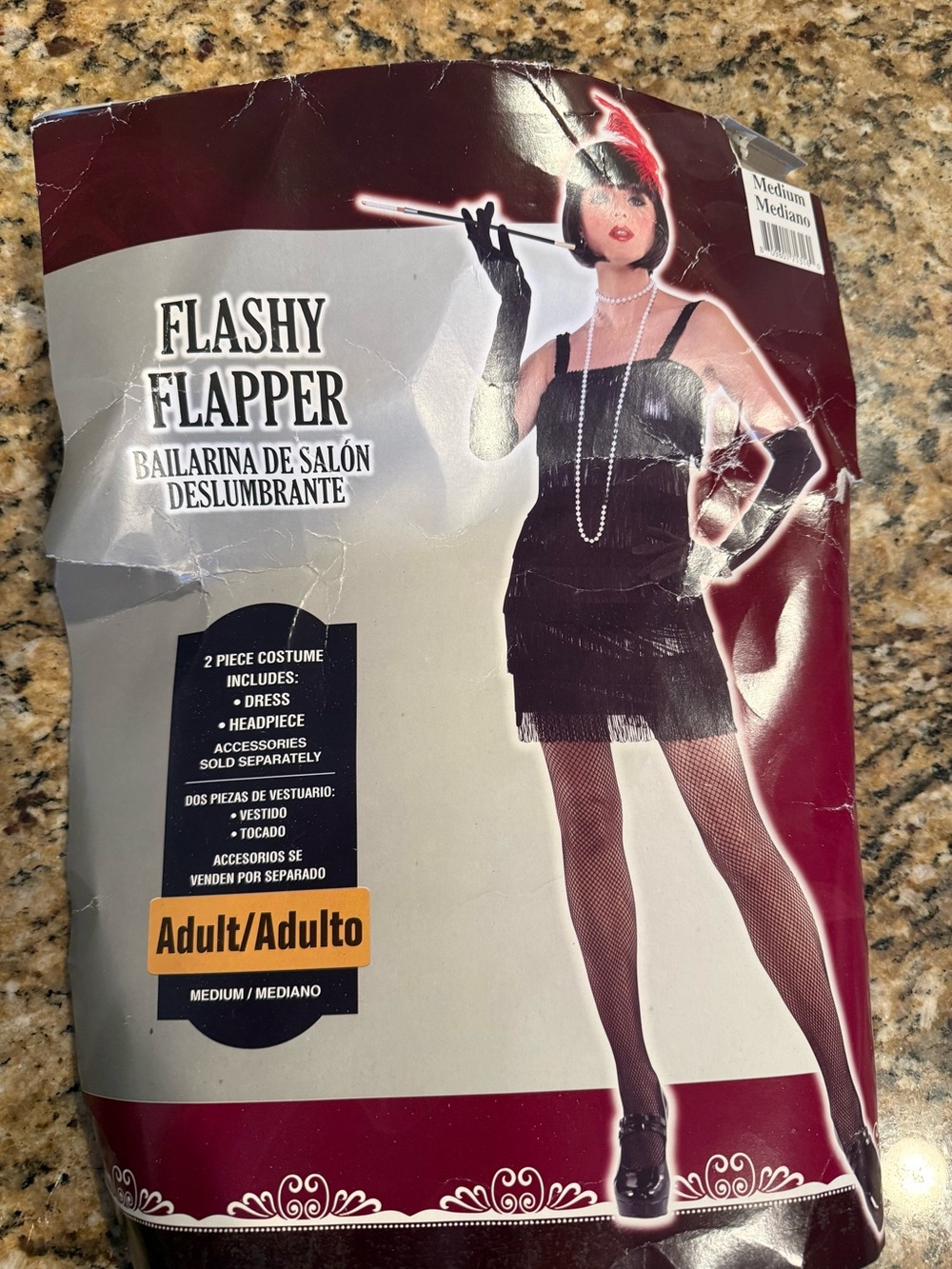 Adult Flashy Flapper Sexy fringe Black Dress Halloween Amscan Costume medium 2pc